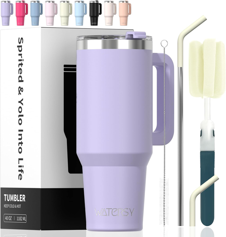 40oz Insulated Tumbler w/ Handle Lid Straw Stainless Steel Travel Mug Purple9
