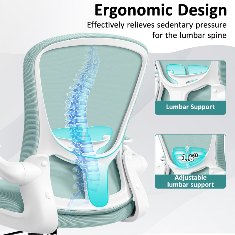 Office Chair, Ergonomic Desk Chair with Adjustable Lumbar Support, High Back Mes3