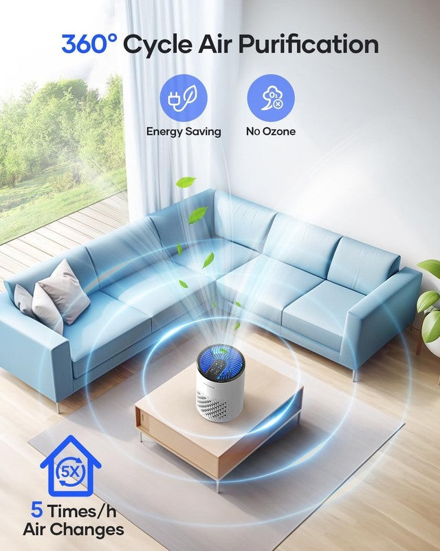 Air Purifier for Bedroom Home Pets w/ Fragrance Sponge Smoke Dust Odor White1