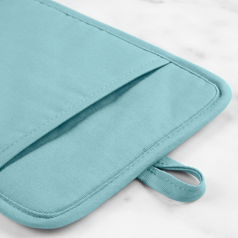 Ribbed Soft Silicone Pot Holder 2-Pack Set, Mineral Water Aqua, 7"X9"3