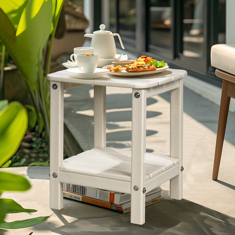 | Patio Garden Side Table with 2 Layer Storage,Outdoor End Tables for Your Adiro10