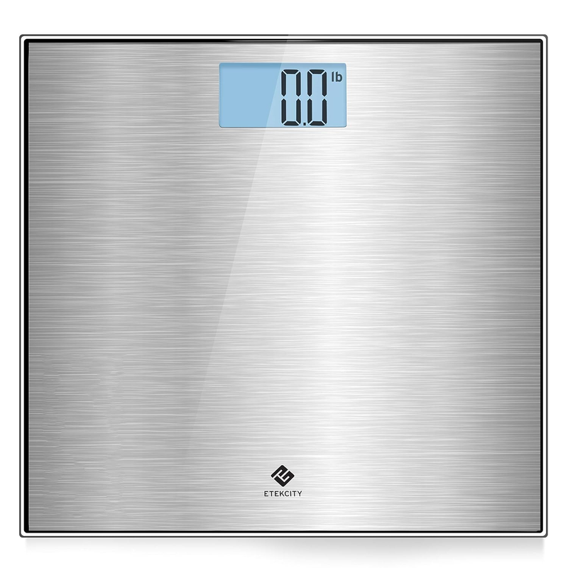 Bathroom Scale Digital Body Weight 400lb Stainless Steel Blue LCD Scale0