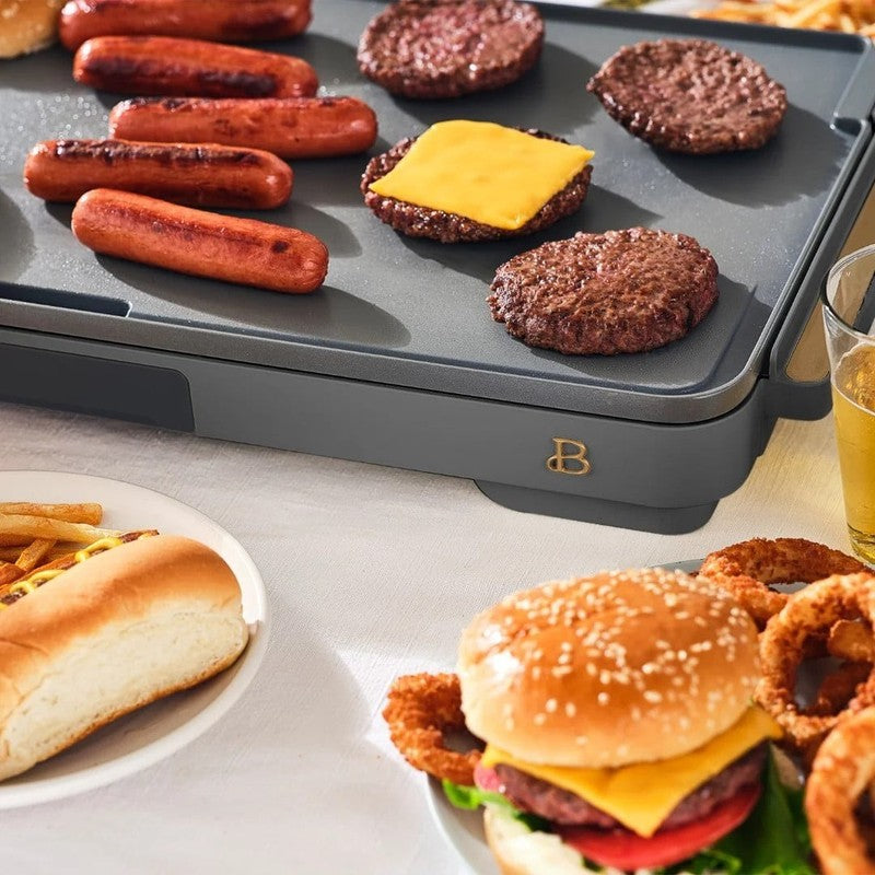 XL Electric Griddle 12"x22" Non-Stick Oyster Grey by Drew Barrymore4