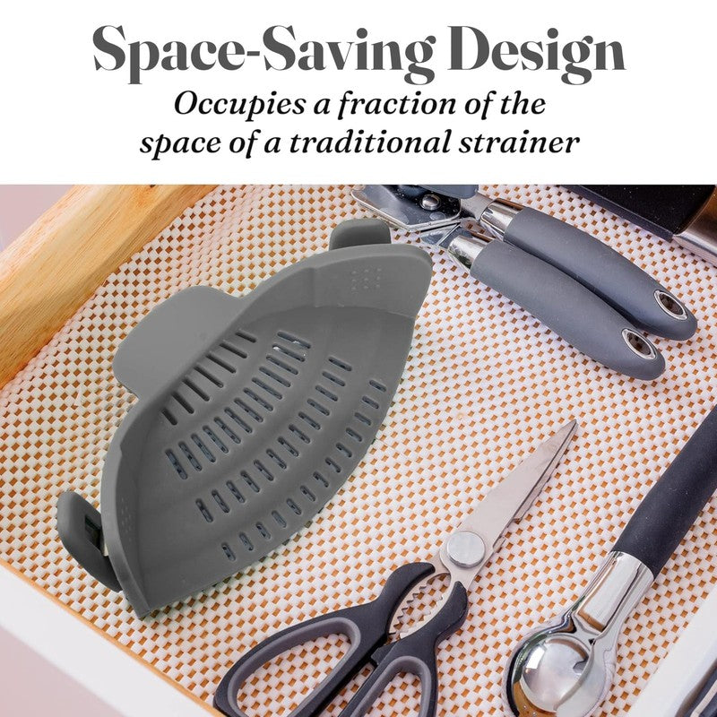 Silicone Pasta Strainer Clip On for Pots and Pans   Heat Resistant Colander for 4