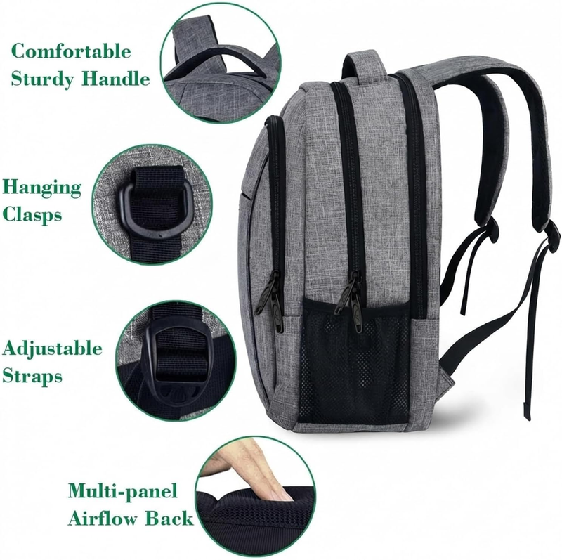 Travel Laptop Backpack Anti Theft Water Resistant 15.6" Computer Bag Grey5