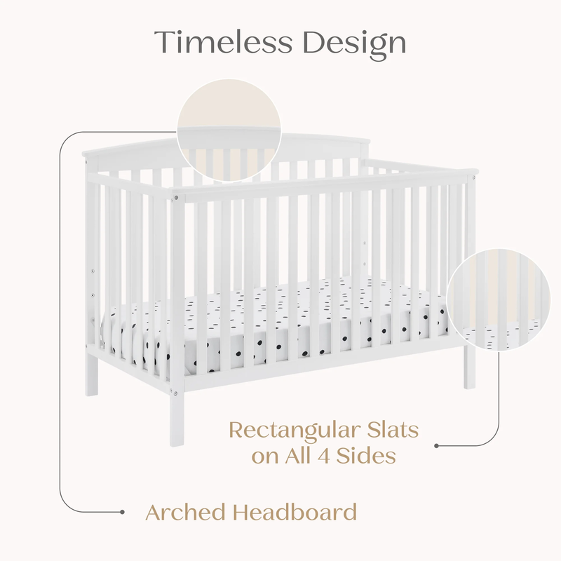 Hanover 6-In-1 Convertible Baby Crib, Bianca White11