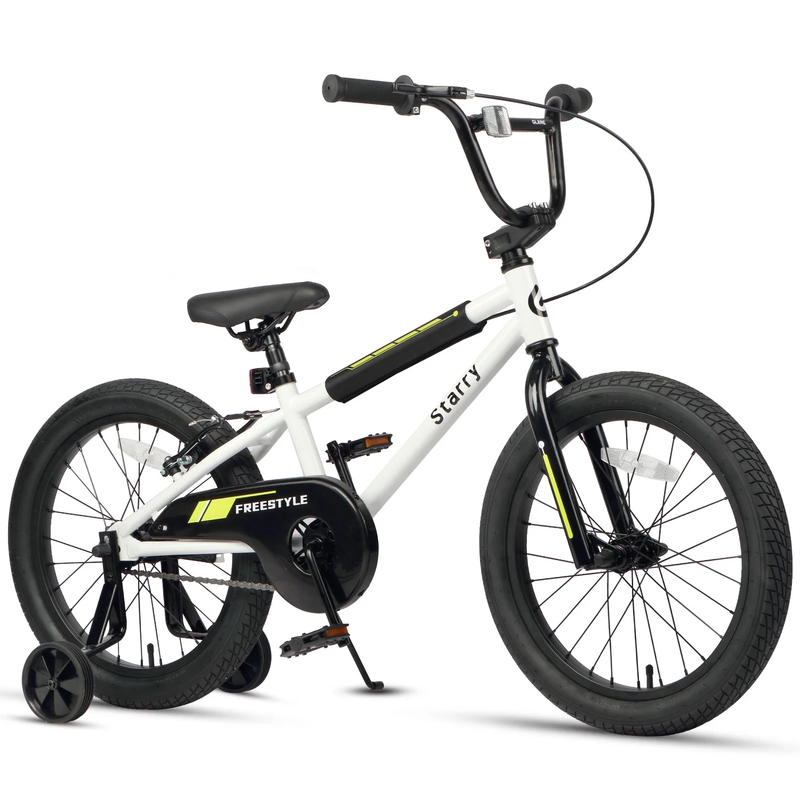 18in Kids BMX Bike w/ Training Wheels Coaster Brake Ages 6 9 White0