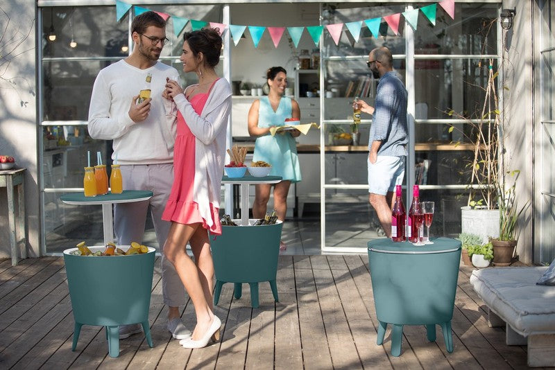 Modern 2-in-1 Cooler & Side Table Outdoor Patio Bar Teal8