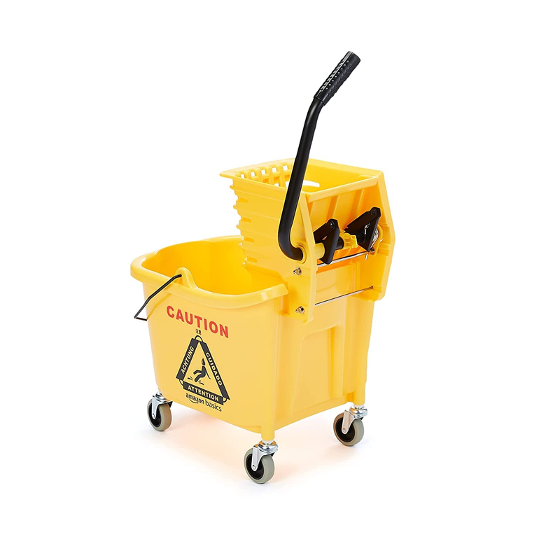 Side Press Wringer Combo Commercial Floor Cleaning Rectangular Mop Bucket on Whe1