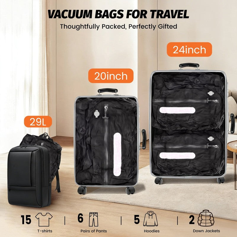 Lafati 2-Pack Vacuum Storage Bags for Travel with USB Pump, 29L Each, IP67 Water4