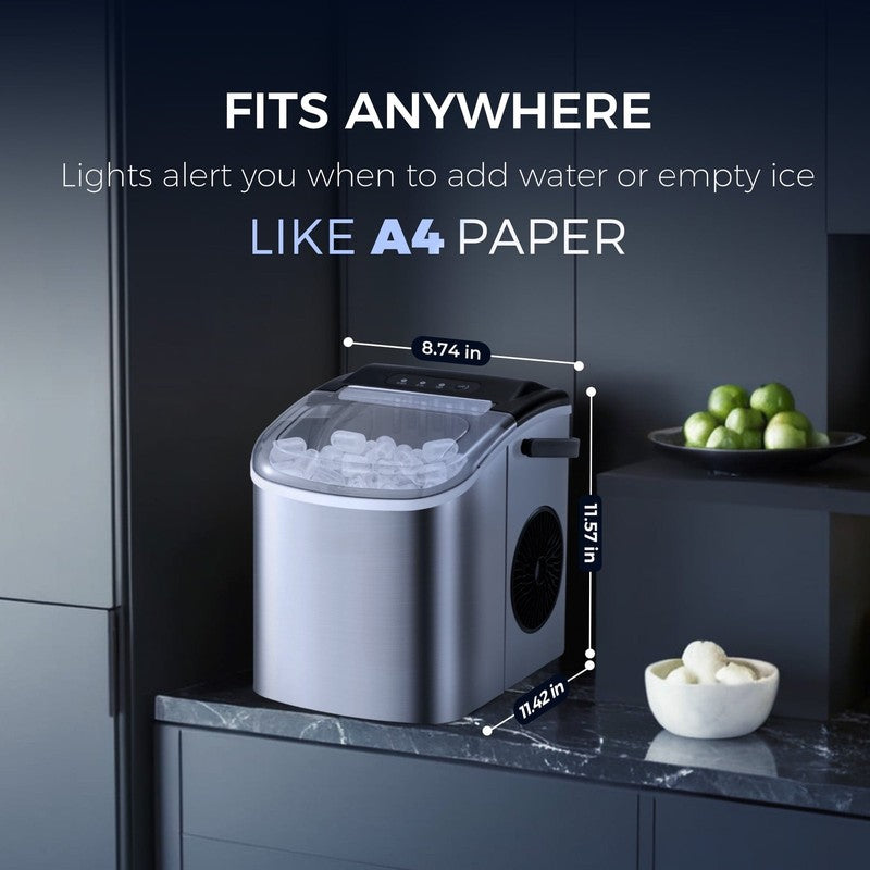 Countertop Ice Maker Machine 9 Bullet Ice 6Min One Button AutoCleaning 26Lbs/24H8