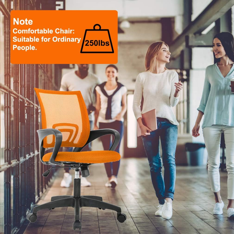Ergonomic Office Chair Mid Back Swivel Desk Chair Lumbar Support Orange4