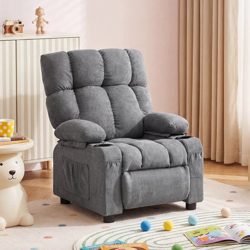 Kids Recliner Chair Push Back Toddler Recliner Children Bedroom Furniture ，Grey6