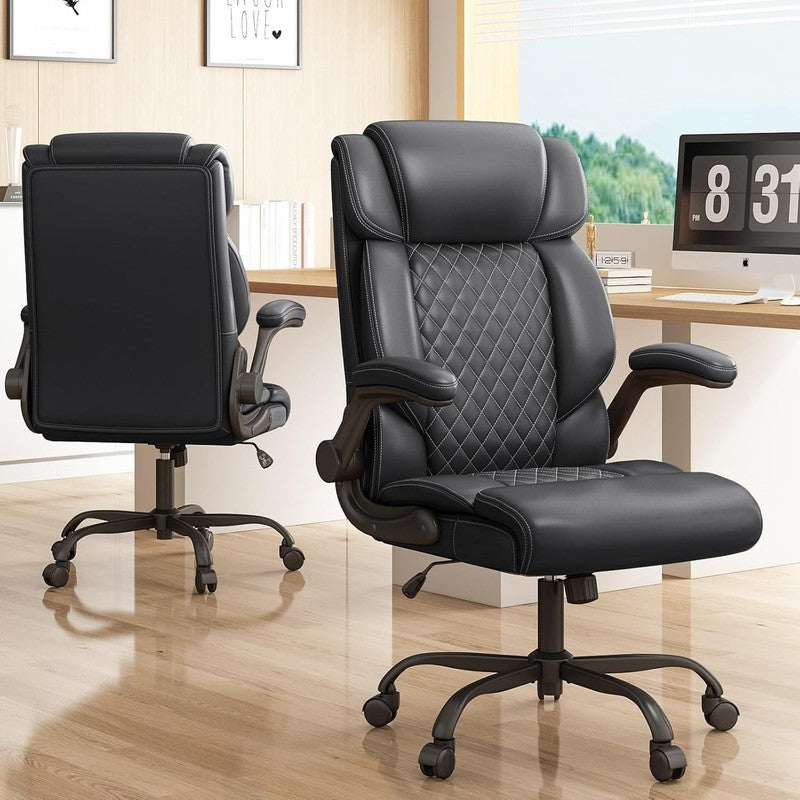 Executive High Back Office Chair Big Tall Ergonomic Leather Black6