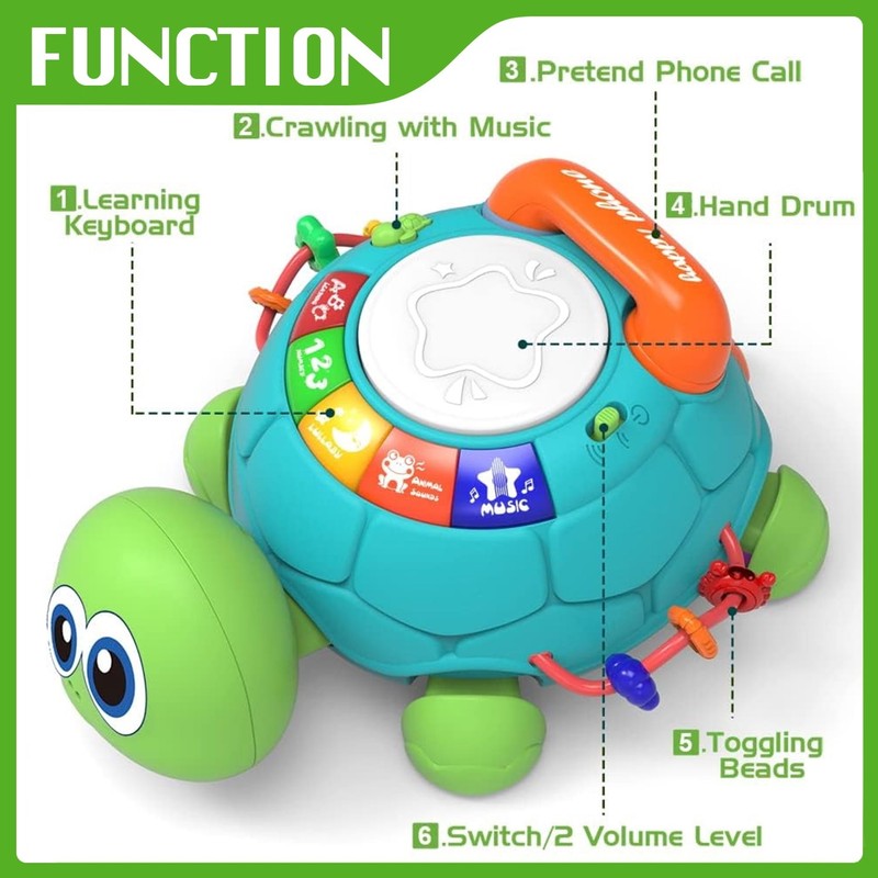 Baby Turtle Toys , Tummy Time Toy for 12 18 Months, Musical Crawling Toys with L1