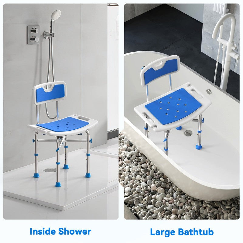 Heavy Duty 500lb Shower Chair with Back, Height Adjustable Bath Stool7