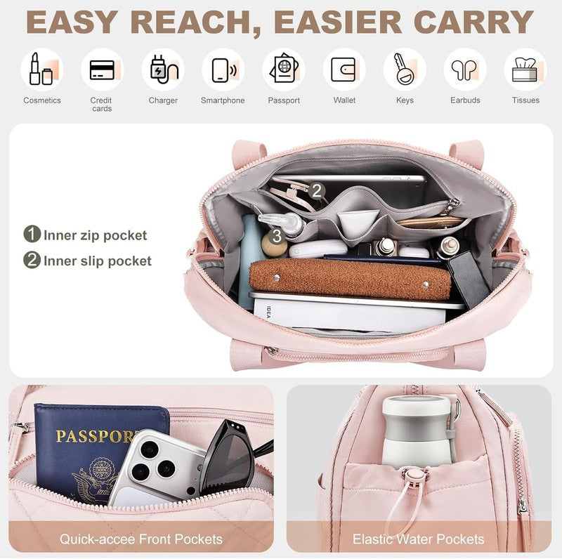 Gym Bag Women Duffle Weekender Travel Tote Wet Pocket Sports Dance Pink3