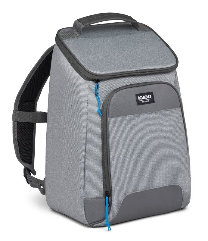 Laguna Soft Sided Cooler Backpack, 24 Can Capacity, Gray Twill with Ibiza Blue3