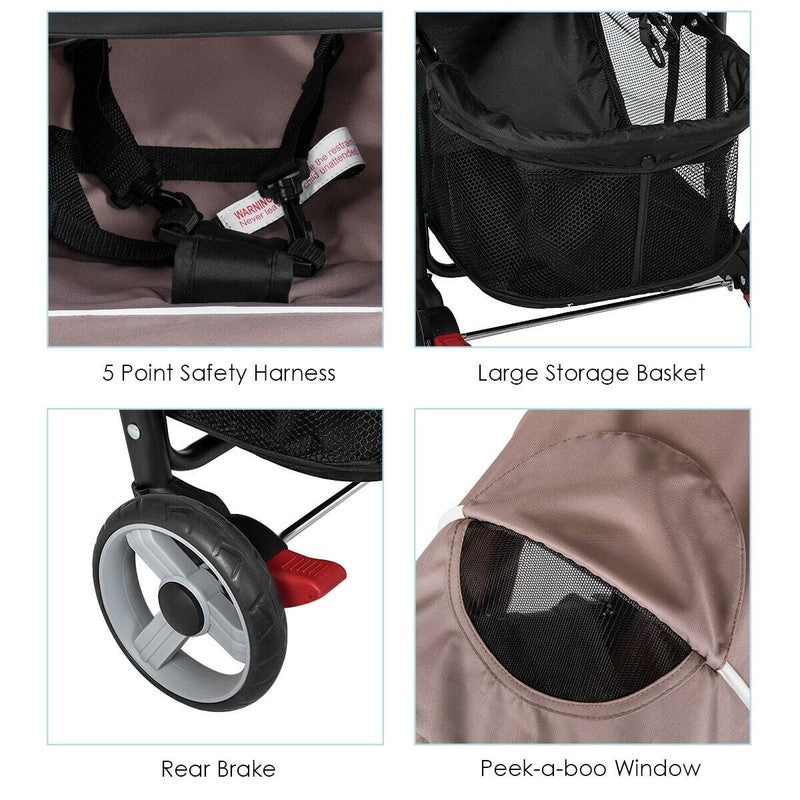Foldable Lightweight Baby Stroller, Travel Pushchair for 0-36M, 13 Lbs, Coffee7