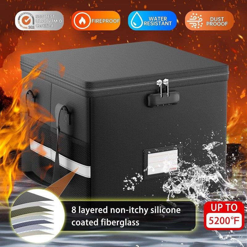 Fireproof Document Box with Lock - Portable File Organizer for Home & Office2
