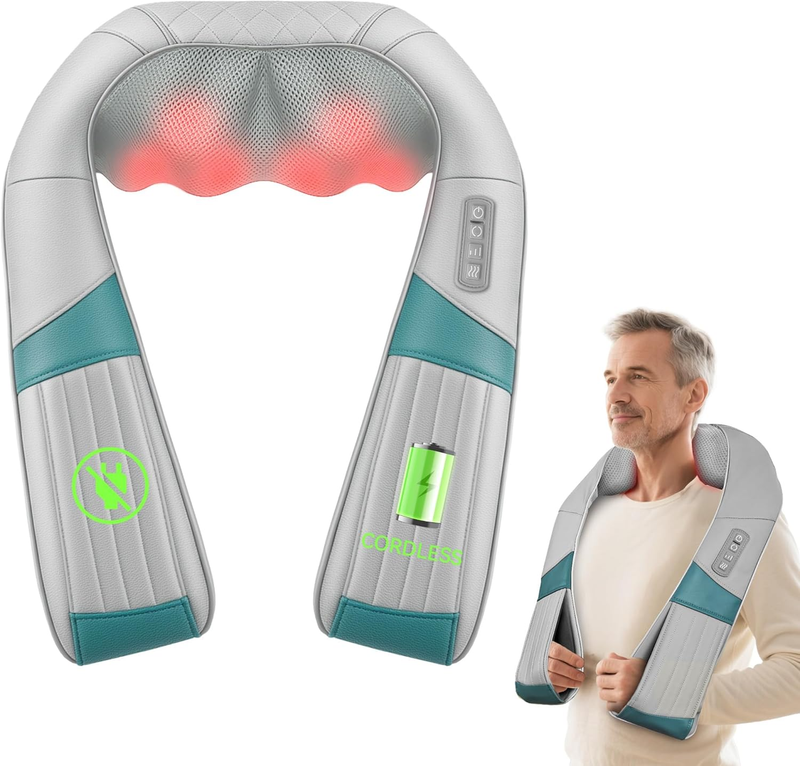 Cordless Shiatsu Neck Massager w/ Heat 4D Kneading Deep Tissue w/ Bag9