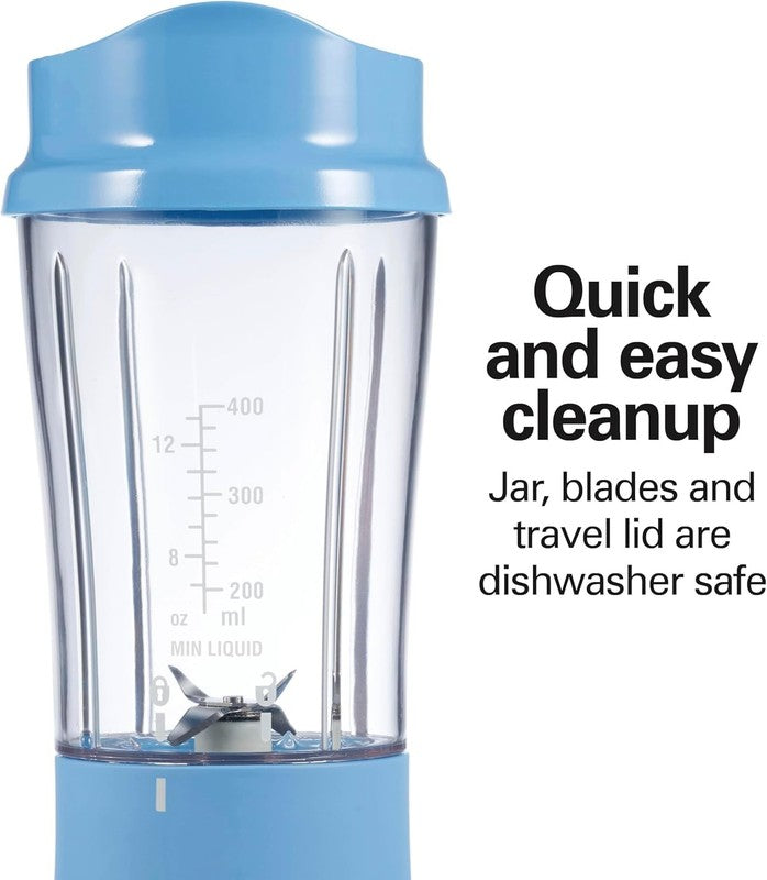 Portable Blender 14Oz BPA Free Cup & Lid, Stainless Steel Blades, Blue 511723