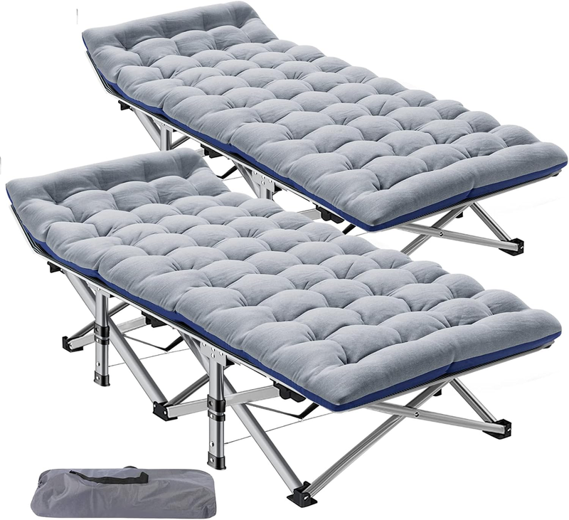 Camping Cot 2PK Heavy Duty 28" Wide Folding Bed 1200D Oxford w/ Mat Carry Bag10