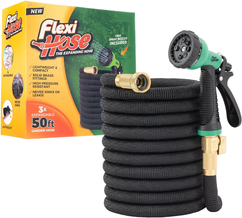 Expandable Garden Hose with 8 Function Nozzle, 50FT - Lightweight Retractable Ga8