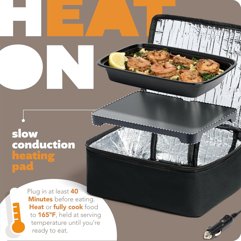 Mini Heated Lunch Box 12V Portable Electric Food Warmer for Car Black1