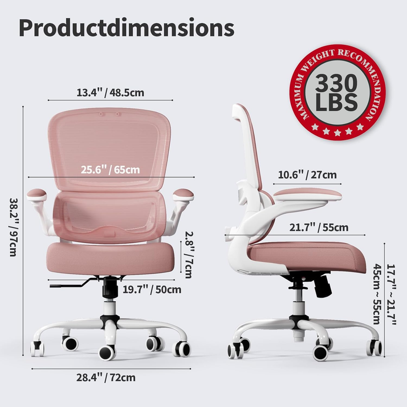 Ergonomic Office Chair Mesh Desk Chair Adjustable Executive Computer Chair Pink1