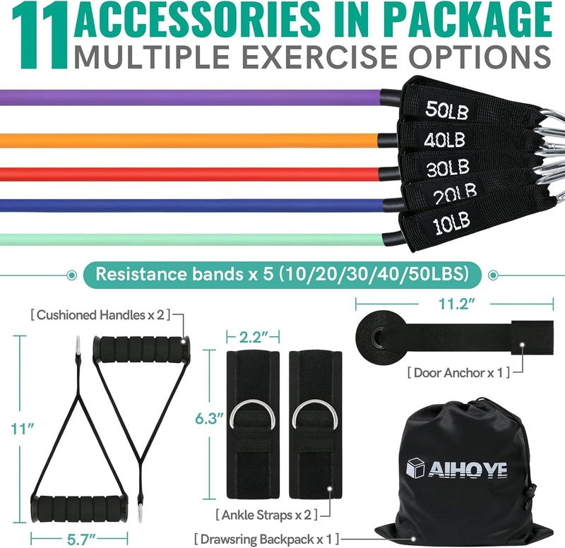 Resistance Bands w/ Handles Door Anchor Stretch Bands Home Gym Workout5
