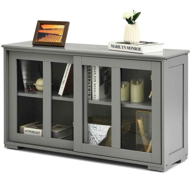 Kitchen Storage Cabinet Sideboard Buffet Cupboard W/ Sliding Door Gray9