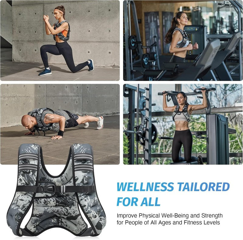 Weighted Vest 12Lb Reflective Stripe Workout Strength Training Fitness Gray Camo5