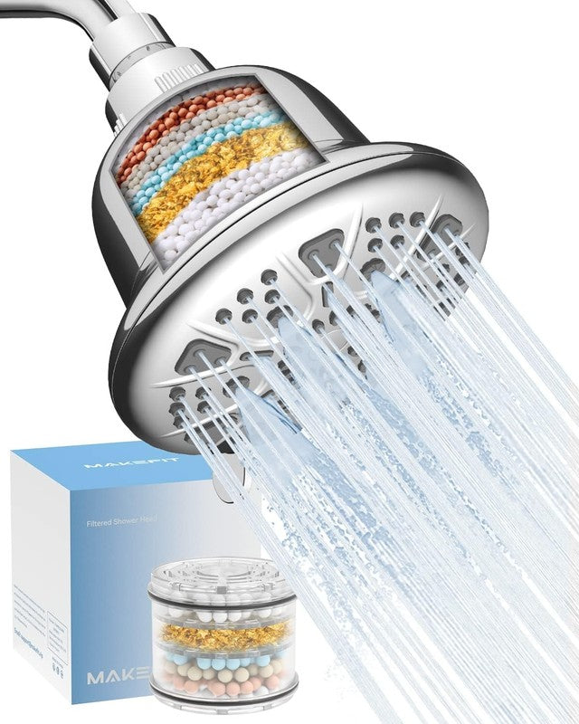 Filtered Shower Head High Pressure 7 Settings Rain for Hard Water Chlorine7