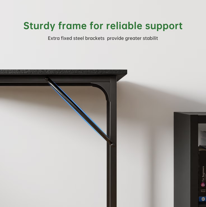 32in Computer Desk Metal Frame Modern Writing Desk Black4