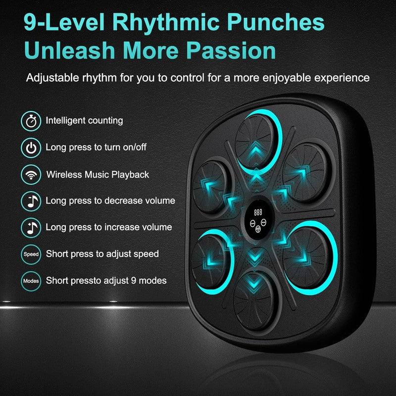 2025 Smart Music Boxing Machine Wall Mount w LED & Gloves for Home Workout4
