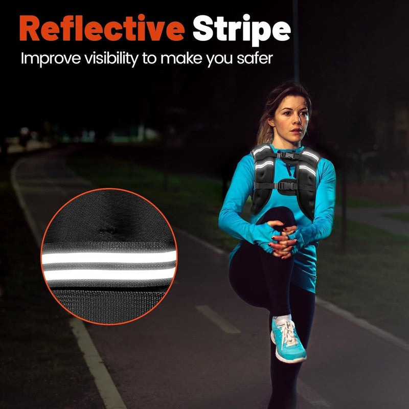 Weighted Vest 12Lb Adjustable Reflective Stripe Strength Training Workout2