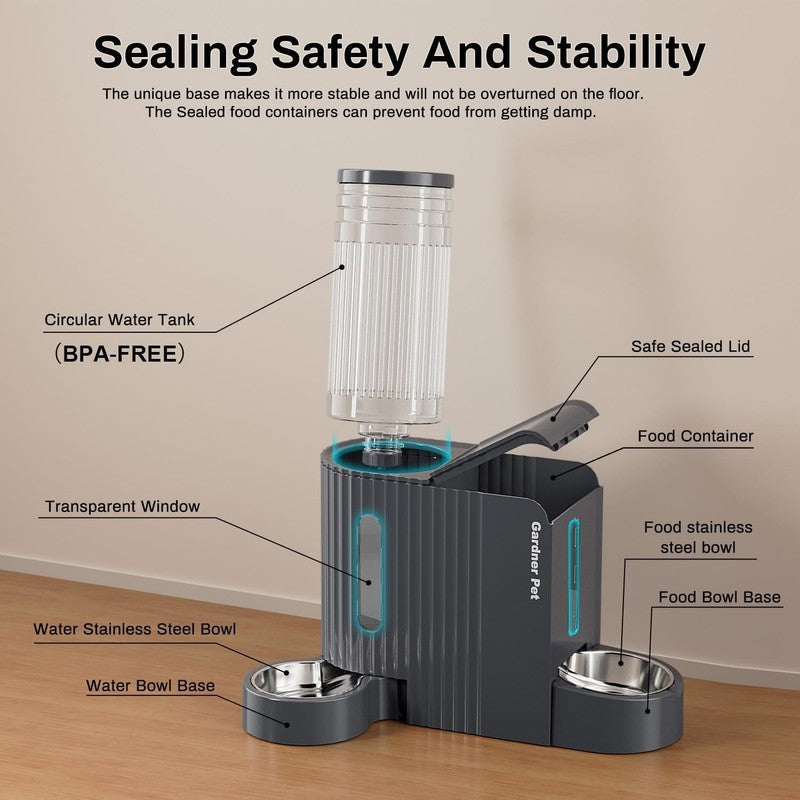 Automatic Cat Feeder and Water Dispenser Set, Large Capacity Stainless Steel6