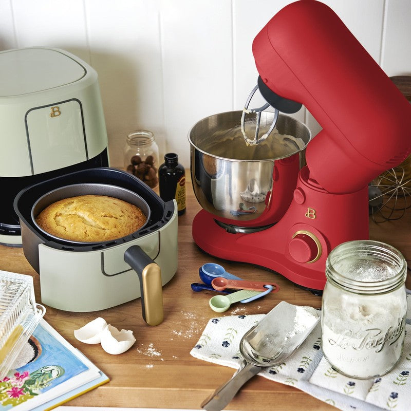 3.5 Qt Stand Mixer Tomato Red w/ Flat Beater Dough Hook & Whisk10