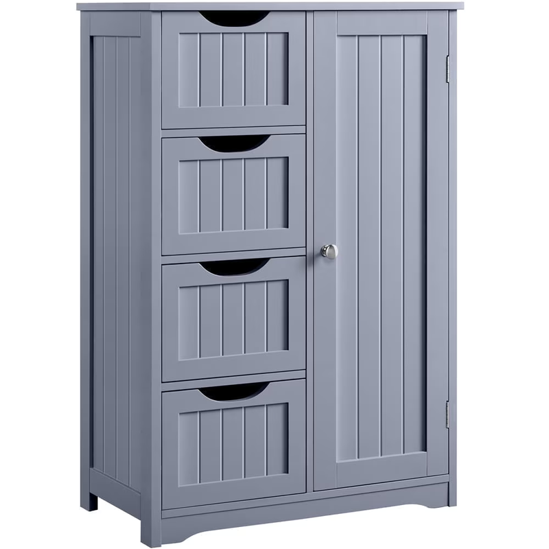 4 Drawers Wooden Bathroom Storage Cabinet, Gray10