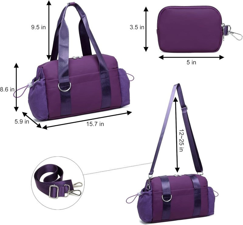 Everyday Mini Gym Bag Women 2.0 Tote Waterproof Travel Duffle Grape Coin Wallet4