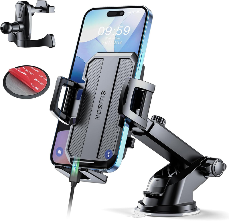 3 in 1 Car Phone Holder Mount, Strong Vent Windshield for Phone Samsung Android9