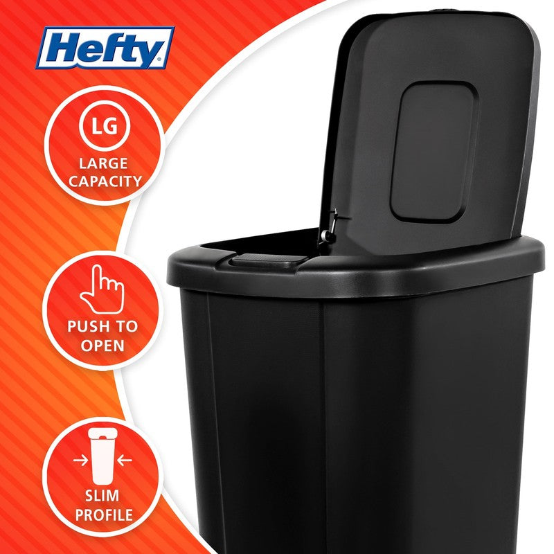 Kitchen Trash Can, 13.3 Gallon Plastic Touch Top Garbage Bin with Push Button Li4