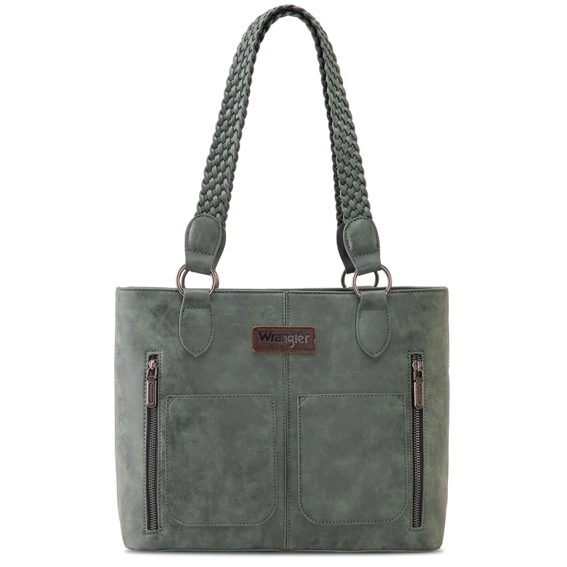Wrangler Distressed Tote Bag Women Western Purse Multi Pocket Shoulder Bag Olive9