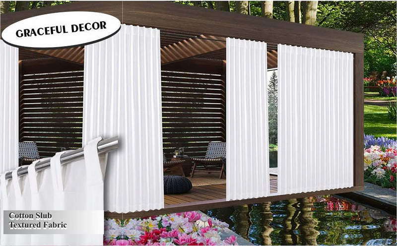 Set of 2 Reverse Tab Top Cotton Slub Duck Window Panels 50x84 White6