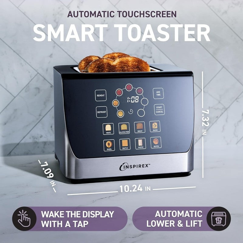 Inspirex Smart Touch Screen Toaster 2 Slice, 8 Bread Types, 7 Browning Modes1