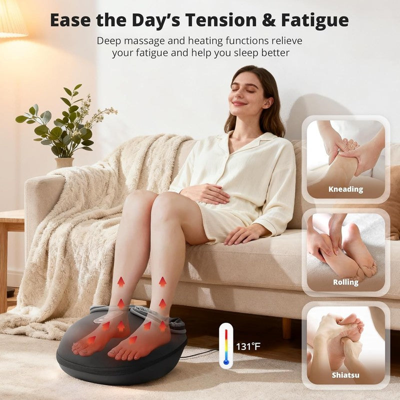 Shiatsu Foot Massager w/ Heat Deep Kneading Pain Relief Fits 13"4