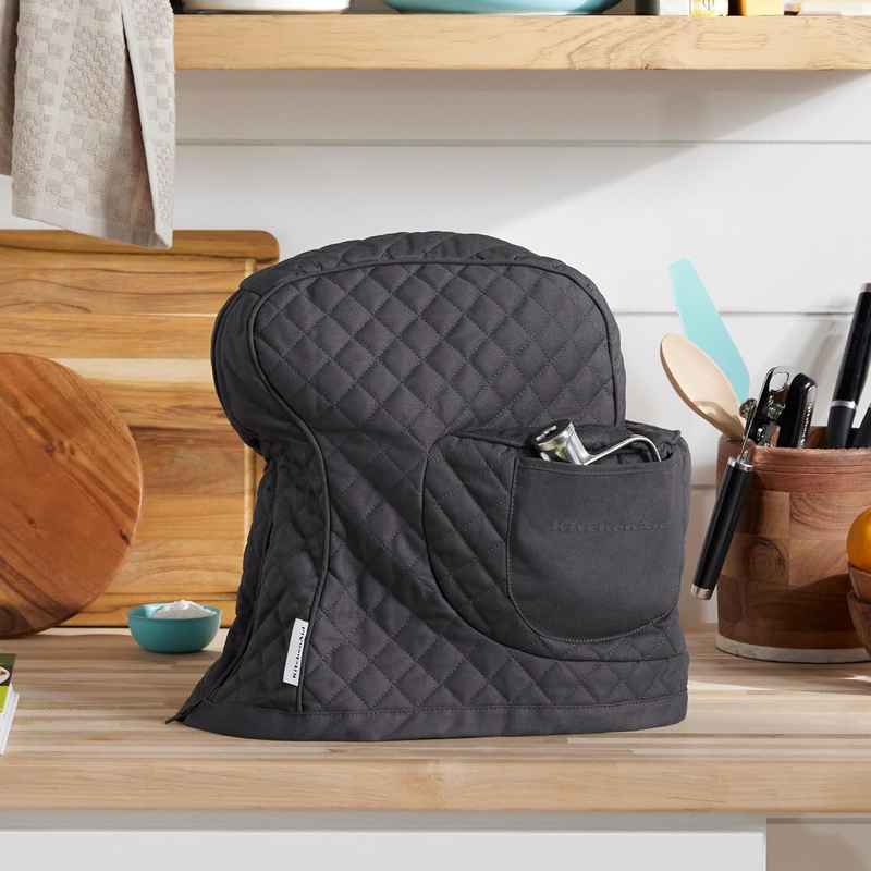KitchenAid Tilt Head Stand Mixer Cover Quilted Cotton Storage Pocket Grey1
