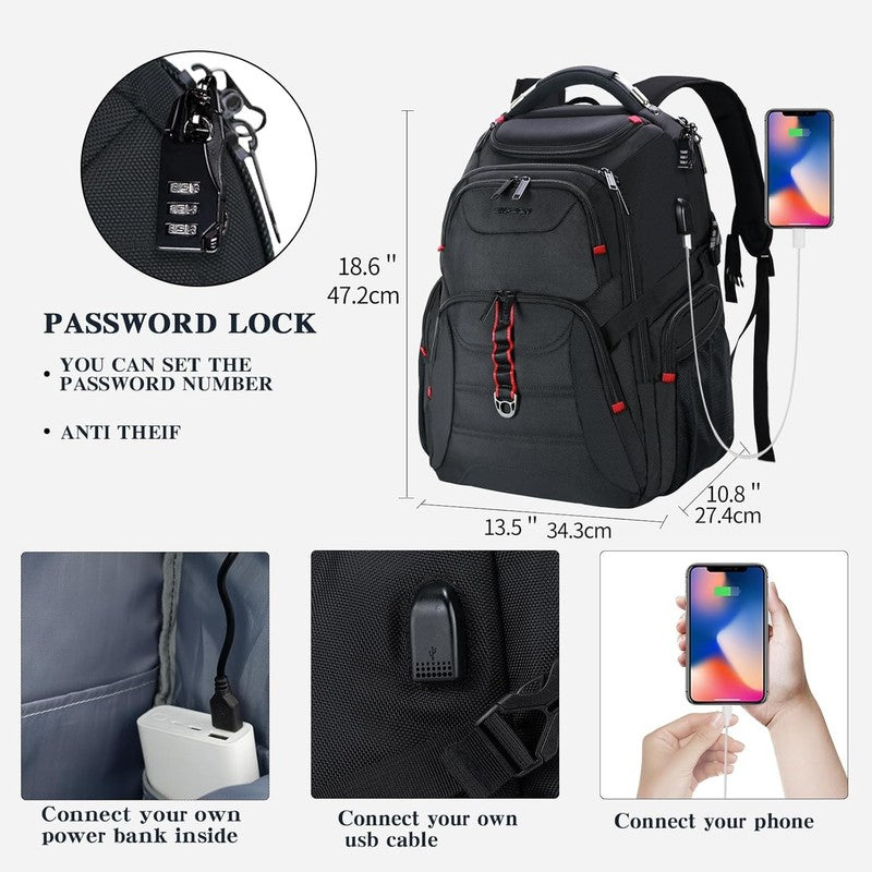 Travel Laptop Backpack for Men, 17.3 Inch Computer Backpack, 45L Anti Theft Busi1