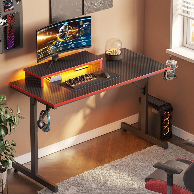 42" Gaming Desk PC Computer Office Gamer Table Desk with LED Lights & Monitor St6